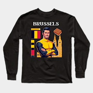 Brussels Grand Place Waffles Belgium Long Sleeve T-Shirt